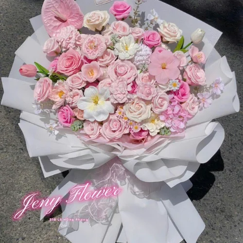 Hoa S&aacute;p Phối Nhiều Tone Hồng Phấn